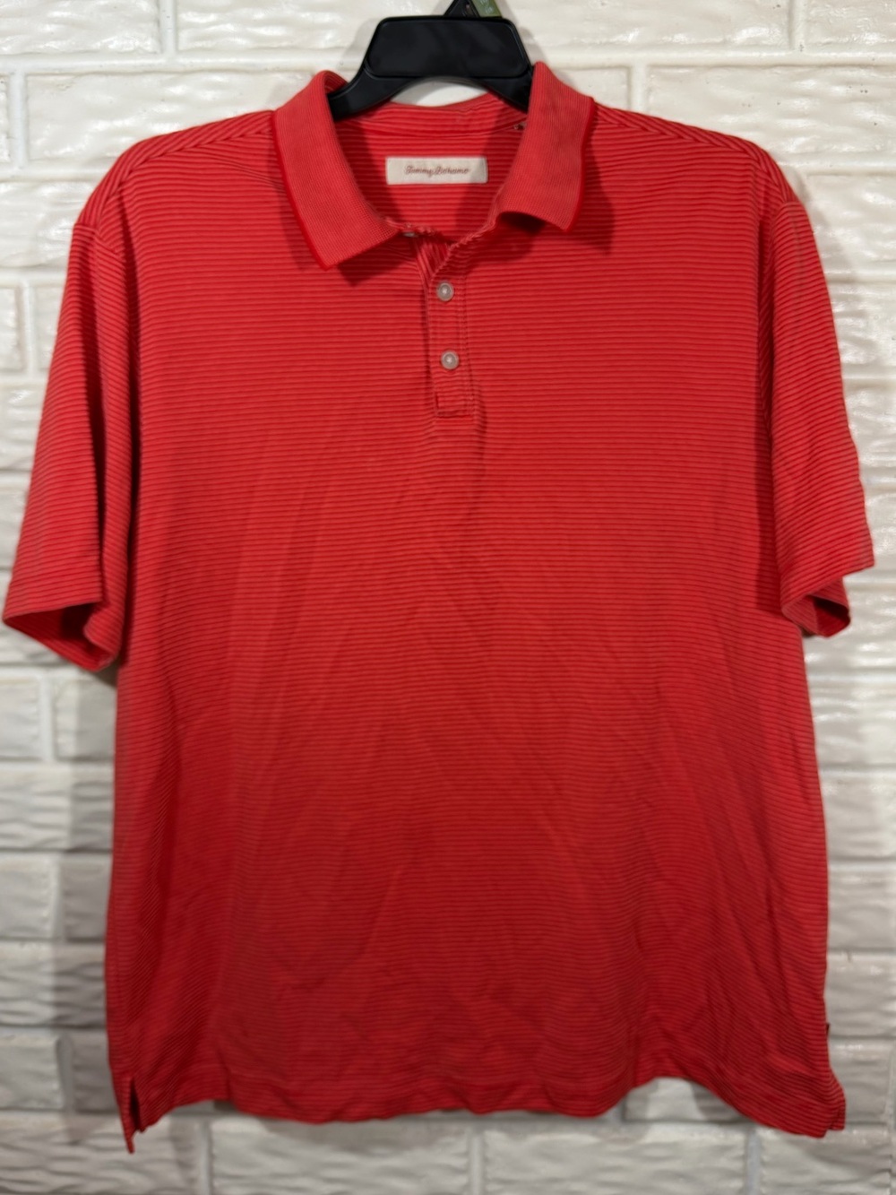 Tommy Bahama Men’s XL Red Striped Polo Shirt Golf Preppy Casual